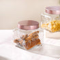 Set Of 4 Textured Jar With Rose Gold Lid 1500ml