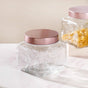 Set Of 4 Textured Jar With Rose Gold Lid 1500ml