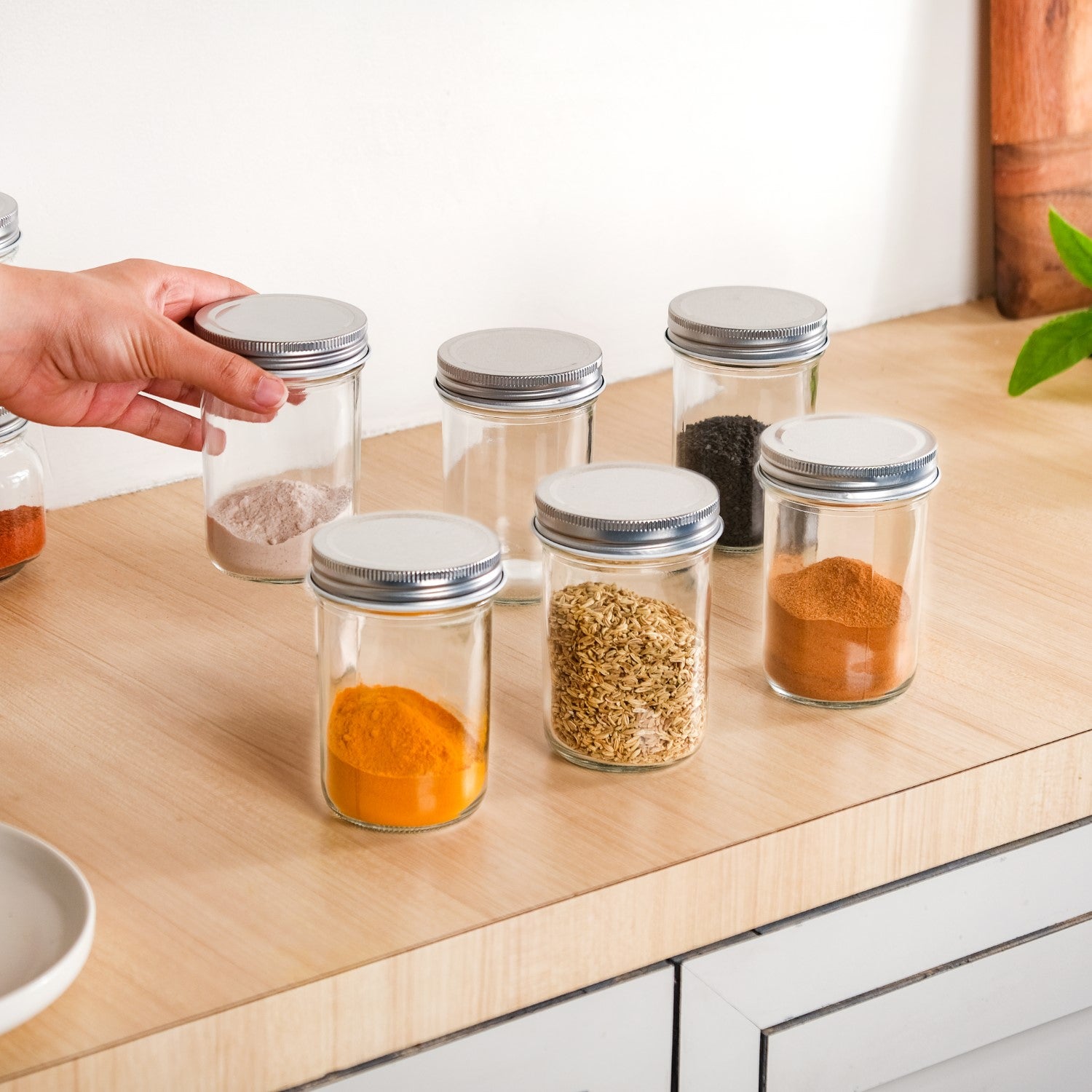 Spice Jars With Lid For Kitchen Set Of 250ml