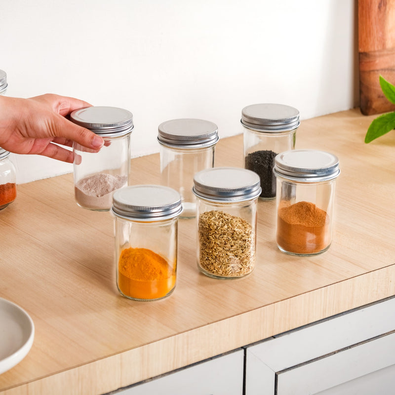 Spice Jars With Lid For Kitchen Set Of 6 250ml