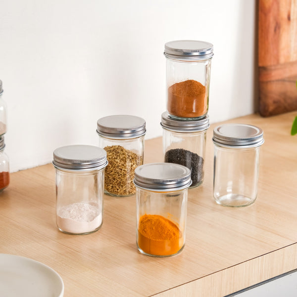 Spice Jars With Lid For Kitchen Set Of 6 250ml