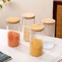 Set Of 4 Tall Ribbed Borosilicate Airtight Glass Jar 1500ml