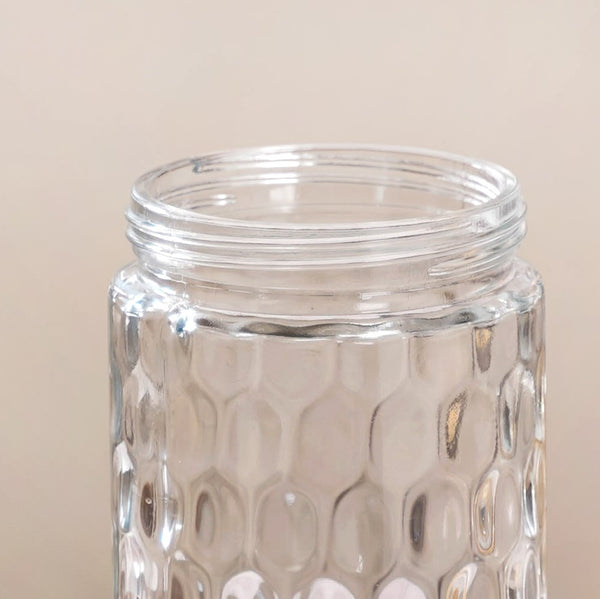 Honeycomb Glass Jar With Lid Set Of 4 1900ml