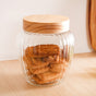 Set Of 2 Ribbed Glass Storage Jars With Wooden Lid 2200ml
