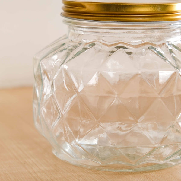 Diamond Airtight Glass Kitchen Jar Set Of 2 For Cookies Snacks 1800ml