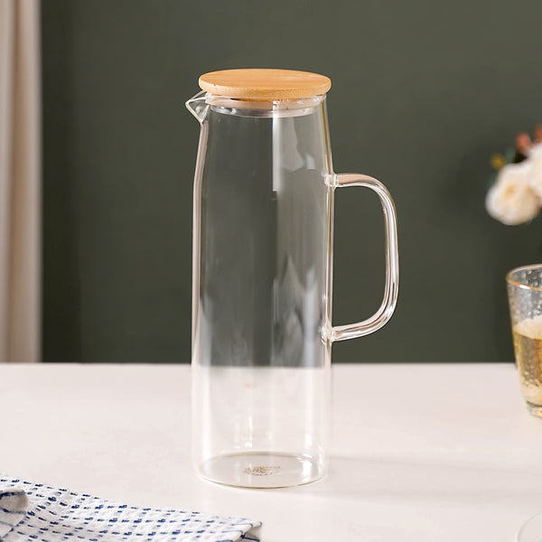 Glass Water Jug With Bamboo Lid 1500 ml