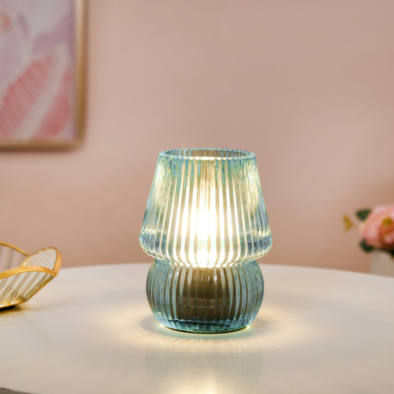 Portable LED Glass Table Lamp With Edison Light Bulb