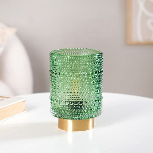 Bubble Green Glass Table Lamp With LED Bulb