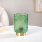 Bubble Textured Green Glass Table Lamp With LED Bulb