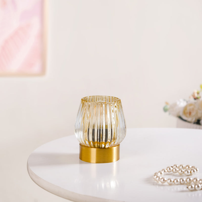 Yellow Tulip Glass Bedside Lamp With Edison LED Bulb