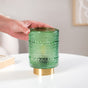 Bubble Textured Green Glass Table Lamp With LED Bulb