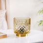 Yellow Diamond Textured Glass Bedside Lamp With E27 LED Bulb