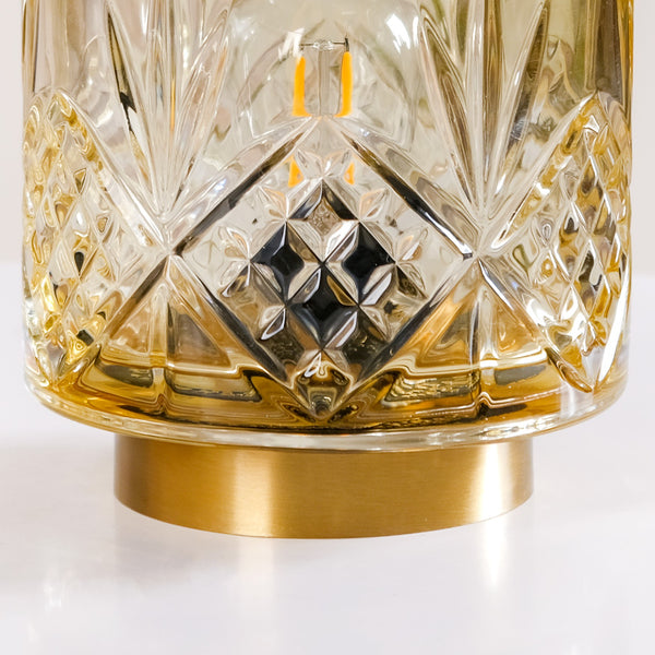 Diamond Cut Glass Decor Lamp Wireless Battery Operated