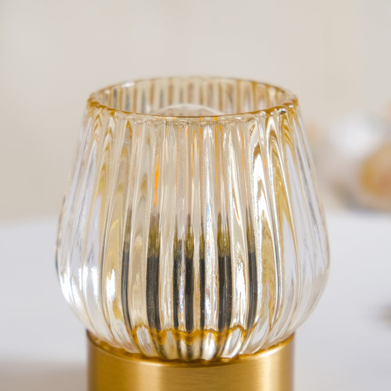 Yellow Tulip Glass Bedside Lamp With Edison LED Bulb