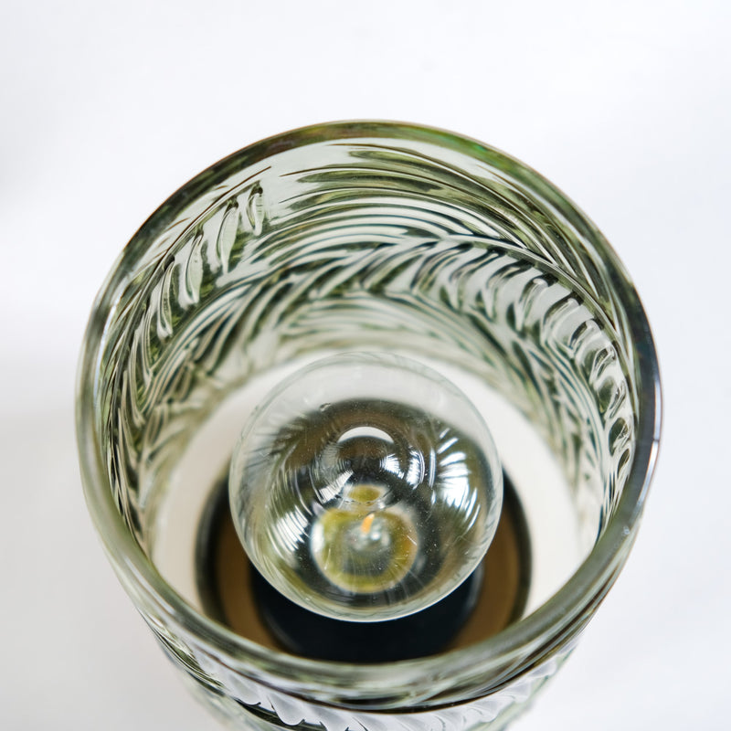 Tinted Green Glass Battery Powered LED Lamp
