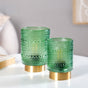 Bubble Textured Green Glass Table Lamp With LED Bulb