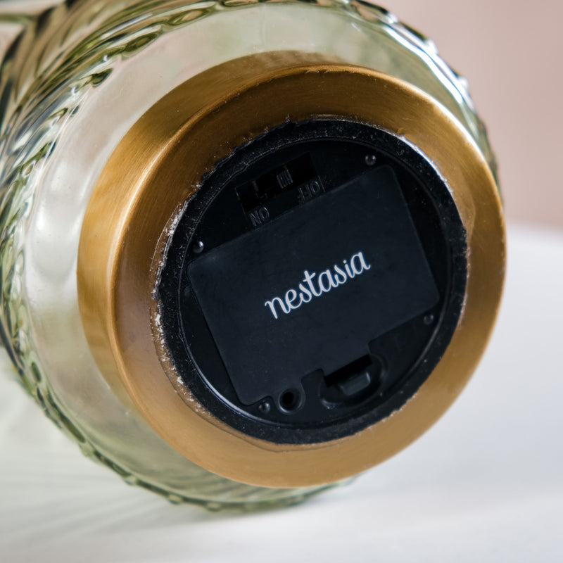 Tinted Green Glass Battery Powered LED Lamp