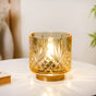 Yellow Diamond Textured Glass Bedside Lamp With E27 LED Bulb