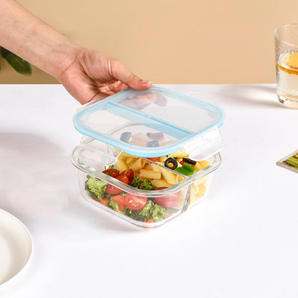 Airtight Two Section Sealed Glass Lunch Box 750ml