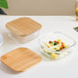 Large Airtight Glass Storage Container With Wooden Lid Set Of 2 800ml