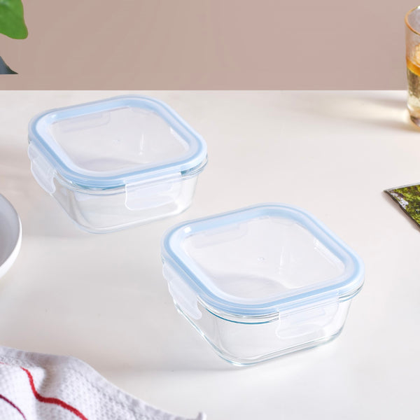 Safe Lock Glass Storage Container Set of 2 Airtight 500ml