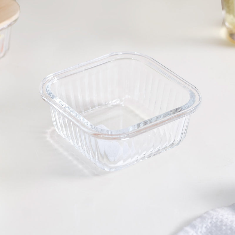 Set Of 2 Glass Tiffin Box With Bamboo Lid 300ml