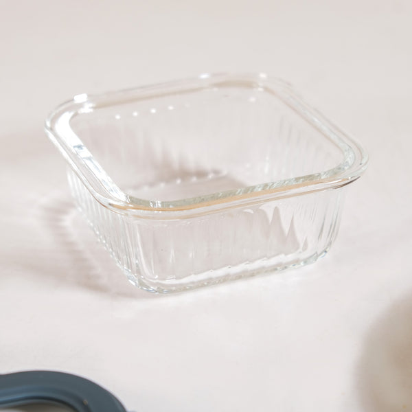 Square Airtight Microwave Safe Glass Lunch Box Set Of 2 300ml