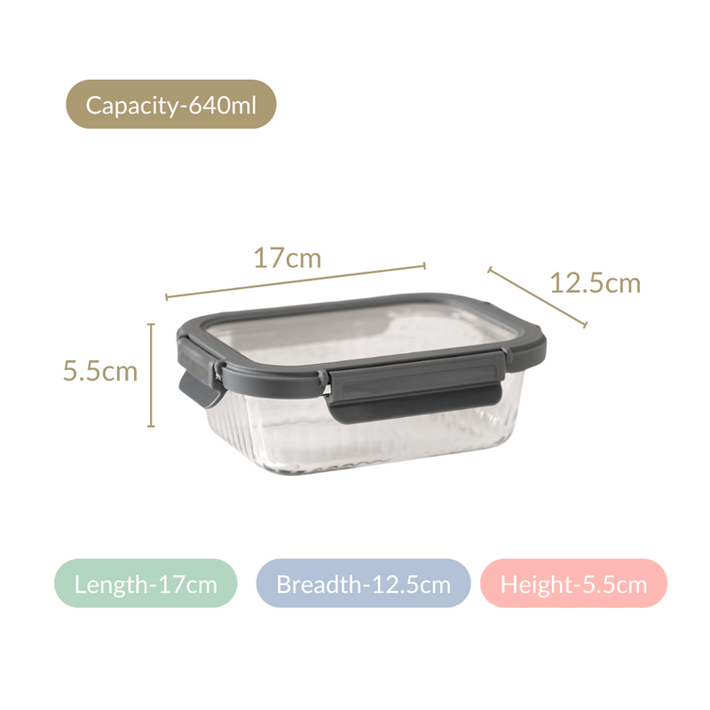 Rectangle Glass Lock Box Set Of 2 Fluted 640ml