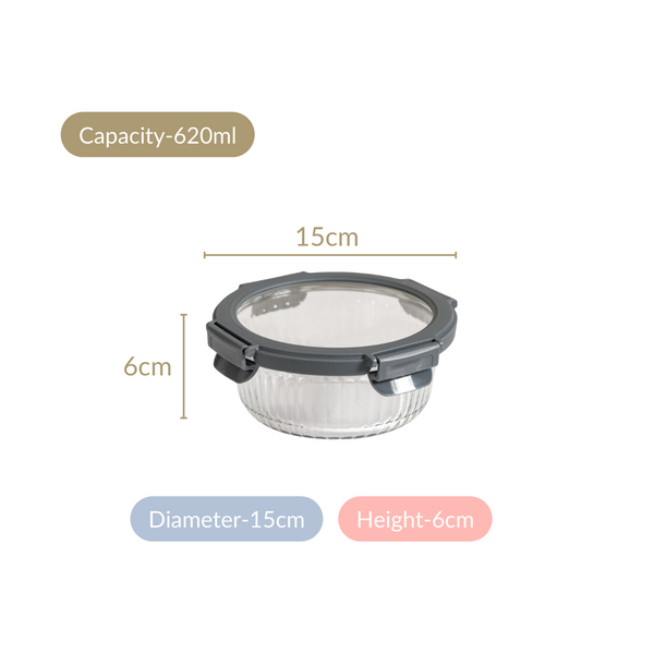 Round Glass Storage Container Box Set Of 2 Fluted 620ml Online ...