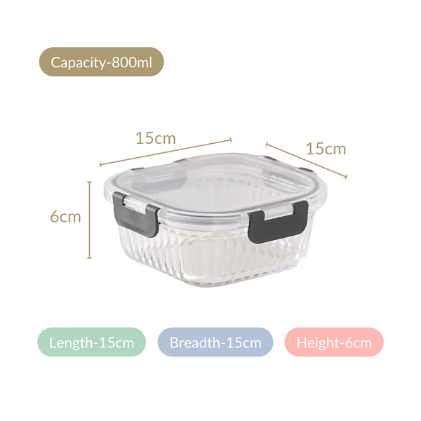 Set Of 2 Microwave Safe Glass Storage Food Containers 800ml