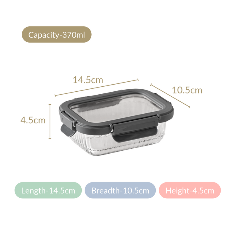 Glass Lock Microwave Oven Safe Container Set Of 2 370ml