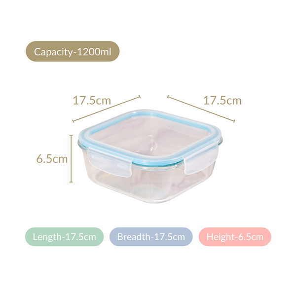 Glass Storage Container Box Set Of 2 1200ml