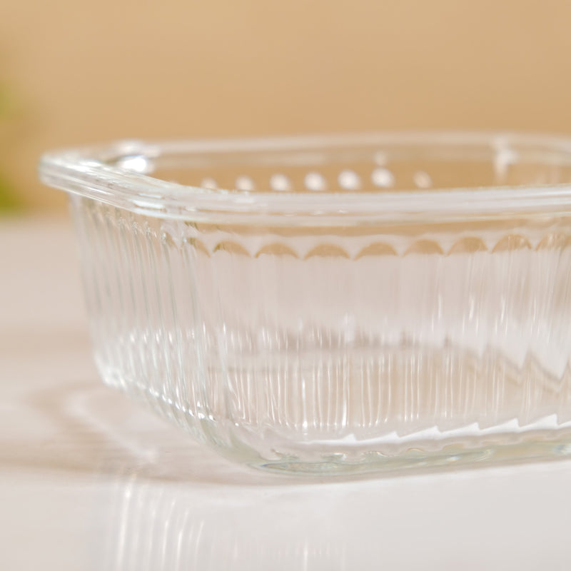 Set Of 2 Fluted Glass Container With Airtight Lid 500ml