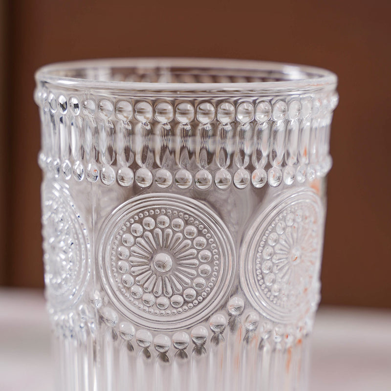 Embossed Tall Water Glass Set of 6 350ml
