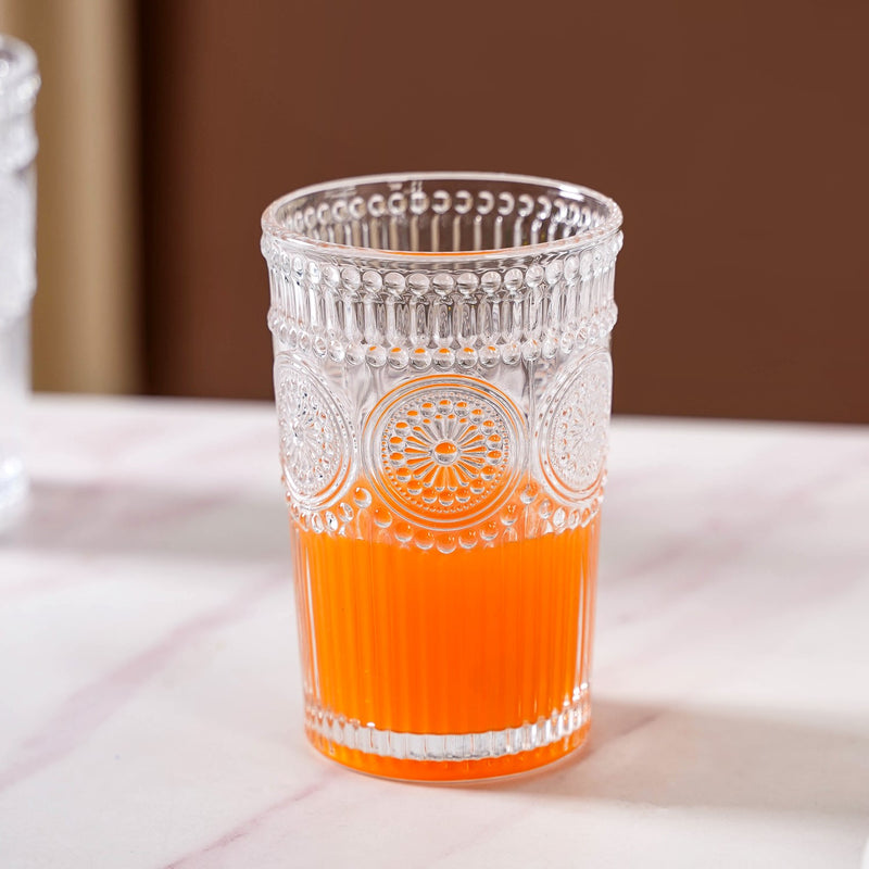 Embossed Tall Water Glass Set of 6 350ml