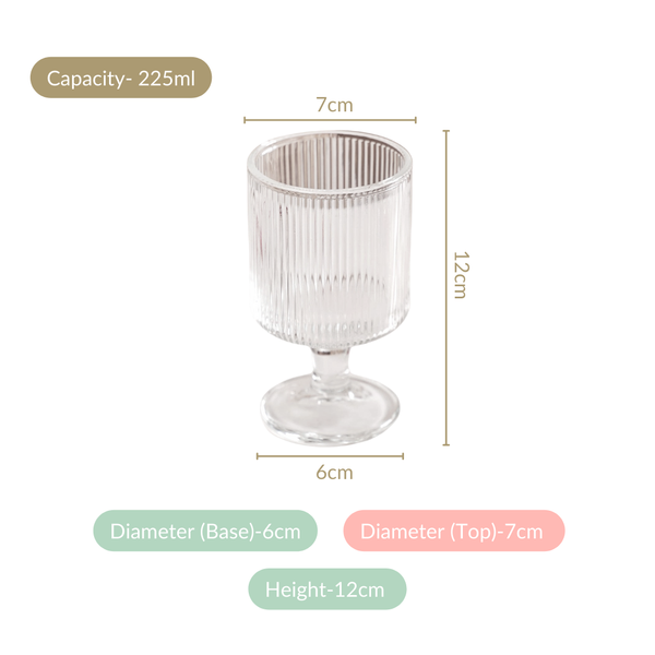 Fluted Transparent Stemmed Goblet Set Of 6 225ml