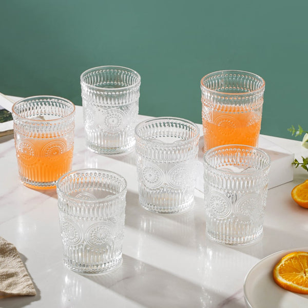 Embossed Water Glass Set of 6 250ml