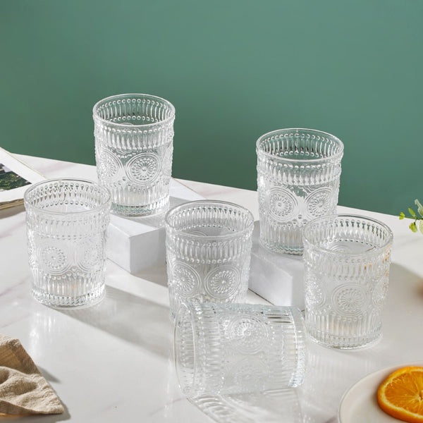 Embossed Water Glass Set of 6 250ml