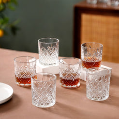 Set Of 6 Cut Glass Whiskey Glass 300ml