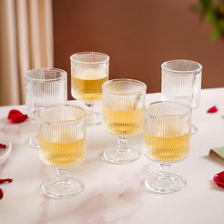 Fluted Transparent Stemmed Goblet Set Of 6 225ml