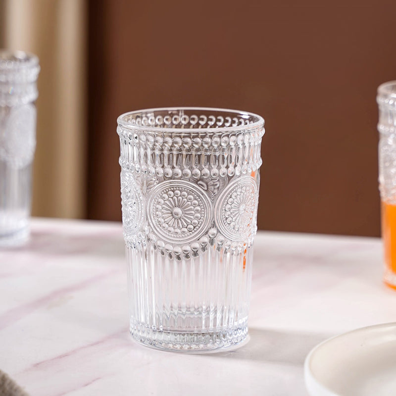 Embossed Tall Water Glass Set of 6 350ml