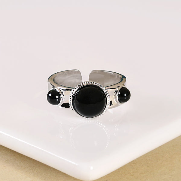 Gleamstone Black And Silver Ring