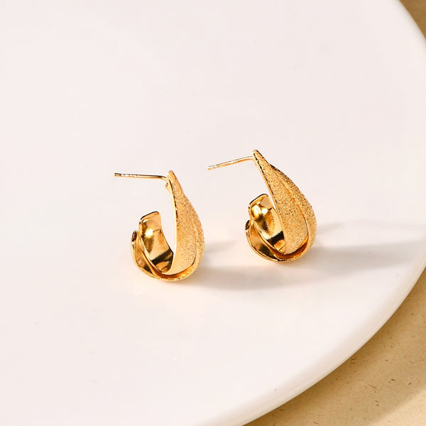 Glittery Gold Layered Drop Earrings