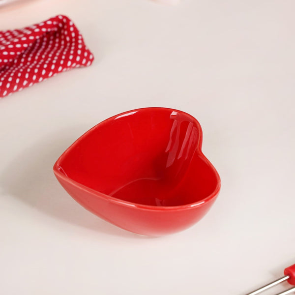 Red Heart Ceramic Fondue Set