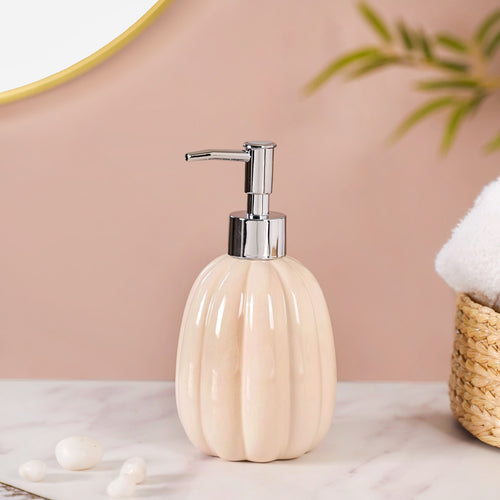Glossy Ribbed Handwash Dispenser Beige 400ml