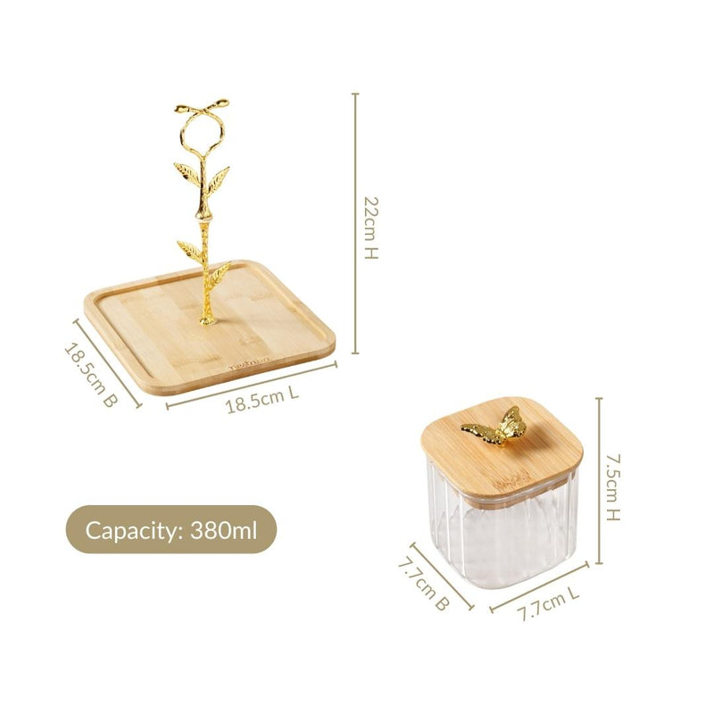 Gold Accent Jars With Stand Set Of 5 380ml