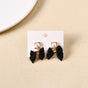 Gold And Black Bow Pearl Earrings