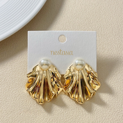 Fluid Dynamics Gold And Pearl Earrings