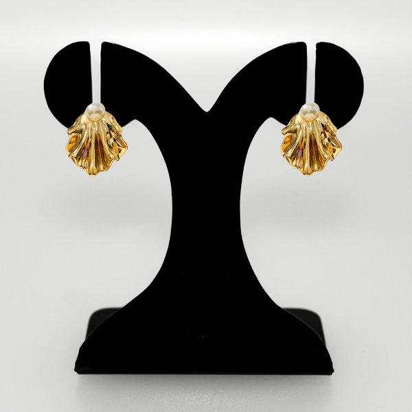 Fluid Dynamics Gold And Pearl Earrings