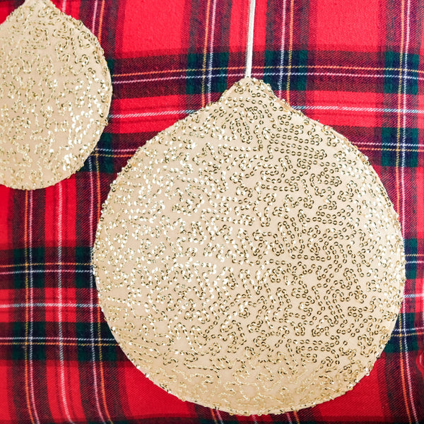 Gold Baubbles Plaid Cushion Cover 40x40cm